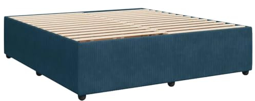 vidaXL Sängram blå 200x200 cm sammet, sängbotten, plattformssäng, stoppad sängram, sovrumsmöbler, dubbelsäng, sängram av tyg, sängram för resårmadrass