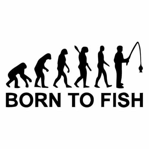 JIFENLI Autoaufkleber 16,7 cm * 8 cm Angeln Evolution Born To Fish Vinyl Auto Aufkleber Aufkleber Auto Decor Schwarz/Silber