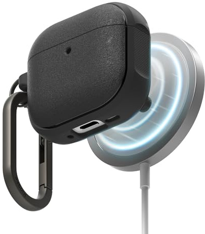 Ringke für AirPods 4 Hülle, [Onyx Magnetic/Kompatibel mit MagSafe] Griffige & Kratzfeste Schutzhülle, Stoßfest & Anti-Fingerabdruck, Robustes Design mit Karabiner, Schwarz