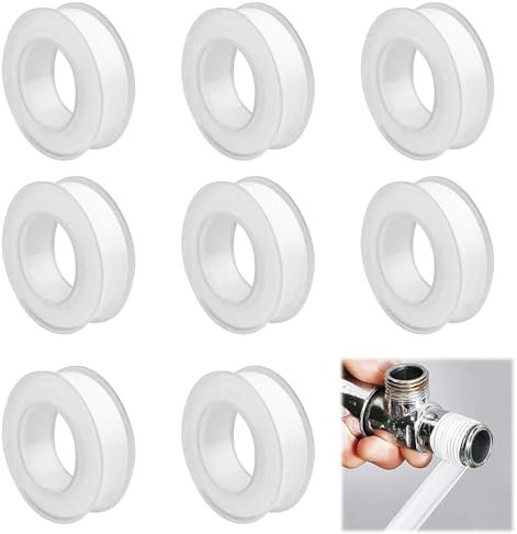 Lixiluxia 8 Rotoli Teflon Idraulico in PTFE, 12 mm x 20 m Nastro Sigillante Filettato, PTFE Teflon Nastro, per Riparazione e Sigillature Tubi, Rubinetti, Valvole Radiatore (Bianco)