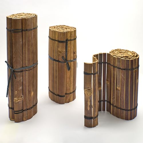 Flexible filigrane dunkle Beetumrandung aus Bambusleisten, Rasenkante, Einfassung für Beete und Mörtelkübel, L: 200 cm (Höhe 30 cm, 2 Stück)