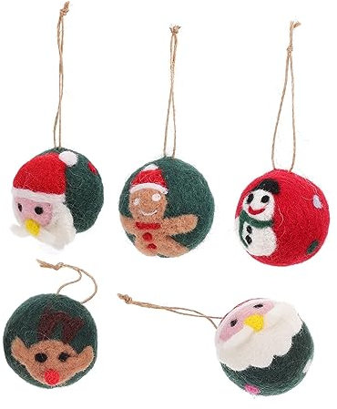 Garneck 5stücke Weihnachtsbaumkugel Anhänger Aus Wolle Farbige Hängende Dekoration Für Weihnachts-schmuck Für Fotografie-Requisiten Und Weihnachtsdeko