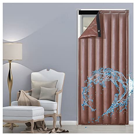 Soundproof Blanket for Doors and Windows Thermal Insulated Door Curtain with Heavy Duty Soundproofing Customizable Brown/Si