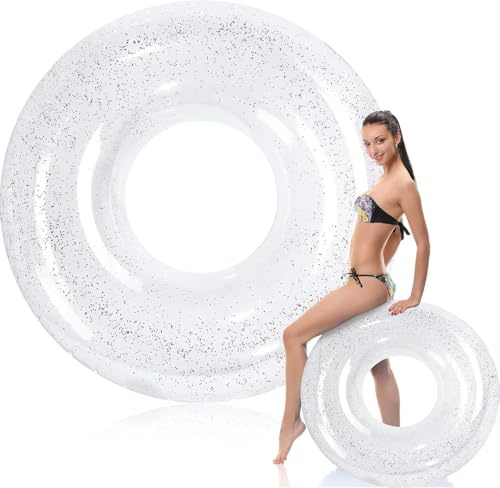 Anello di nuoto gonfiabile,Salvagente Adulto,Anelli Gonfiabili Piscina Galleggiante,adulti e dell'anello di nuoto dei bambini Aiuto al Nuoto (trasparente-B)