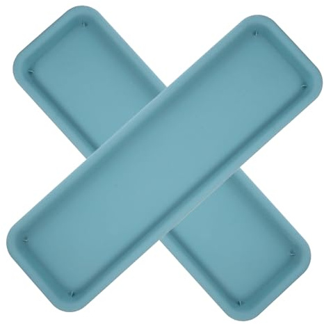 TOYANDONA Vassoio Raccogli Gocce per Piante da Interno 2 Pezzi, Sottovaso Rettangolare in Plastica Spesso 48x14,5x2,3 Cm, Base per Fioriere, Protezione Pavimenti e Facilità di Pulizia