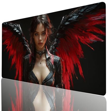 Alfombrilla Ratón Negro, Alfombrilla Gaming Ala, Impermeable Tapete Escritorio 140x60x0.3cm Compatible con Raton Inalambrico y Teclado Inalambrico, Mousepad para Portatil Regalo Hombre 1912-GYL