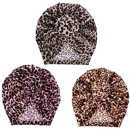 WOFASHPURET 1 Satz Neugeborene Baumwollmützen Wintermütze Wintermütze Neugeborene Motorhaube - -Hut Kleinkind Mütze -Ohr-Hut-Kappe Baumwolle Leopard 3 Stück