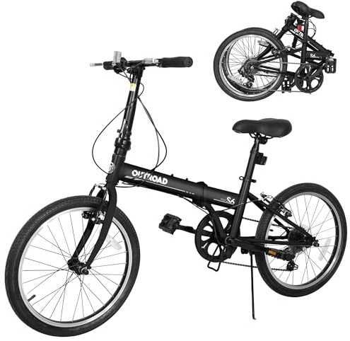 Betterland 20 inch Folding Bike, Foldable Bicycle for Adults with 7 Speed Derailleur, Lightweight Collapsible Bicycle for City Commuting, Fold Up Bike Men Women Teenagers, Black