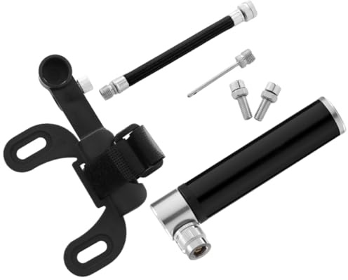 BESTonZON Mini Pompe Vélo Portable Alliage Aluminium Gonfleur Air Haute Pression Psi Léger et Compact avec Fixation Cadre pour Pneus Vélo Ballon Football et Basketball Noir