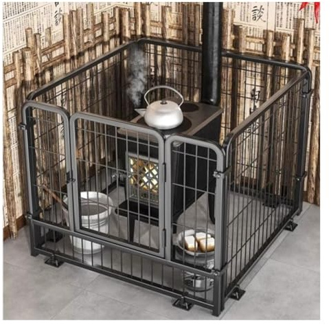 Kaminschutzgitter, freistehendes Kaminschutzgitter aus Metall, Funkenschutz für Haustiere(Schwarz,160 * 80 * 80cm)