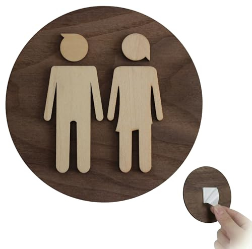 WC Aufkleber aus Holz, WC Schild Selbstklebend, Toilettenschild Original, In Handarbeit Gefertigte Badezimmer Deko