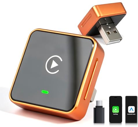 Adaptador Carplay Inalambrico & Adaptador Android Auto Inalambrico | Convierte de Cableado a Inalámbrico, Plug & Play, Conexión Rápida y Estable, Compatible con iOS 10+ & Android 11+