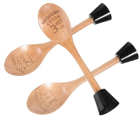 Angoily Trophées Cuisine en Bois Lot de 3 Cuillères Gravées 18 CM pour Récompenses de Concours Culinaire, Présents pour Chefs et Compétitions de Pâtisserie