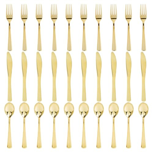 NOLITOY 30pcs Disposable Party Cutlery Set Forks, Spoons, and Knives, Plastic Dessert Tableware for Events and Gatherings, Single-use Lightweight Dinnerware for Catering and Outdoor Use