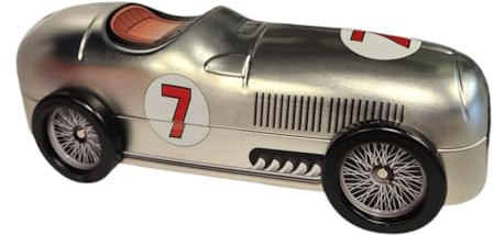 Vintage Racing Car Biscuit Tin with Scottish Shortbread Biscuits 90g Each Gift Tin (1, Silver)