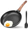 Non Stick Frying Pan 24cm with Heat-Resistant Soft Bakelite Handle, Granite Induction Frying Pan for Induction, Electric and Gas Hobs, Omelette Pan Less Oil Fumes (Black)