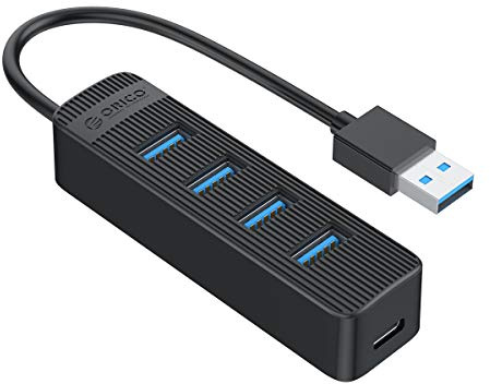 ORICO Adaptador divisor de puertos USB 3.0 de 4 puertos USB portátil compatible con Windows Mac PC - Modo de alimentación USB-C