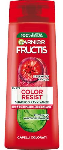 Garnier Fructis Shampoo Ravvivante, Per Capelli Colorati, Azione Nutritiva, Per Capelli Morbidi, Con Estratto di Açai, Color Resist, 250 ml