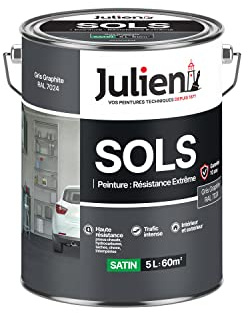 Julien Peinture Sols Extrême Intérieur et Extérieur - Chapes béton, ciment lissé, briques, asphalte, planchers et parquets - Gris Graphite 5L