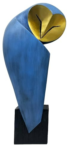 YHHRESINHOME Mid-Century Modern 15 Inch Resin Owl Sculpture - Handmade Vintage Home Decor Statue for Bookshelves, Office Desk, Mantel & Collector Display