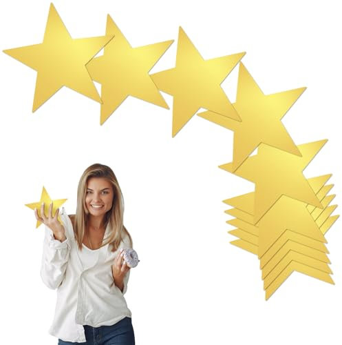 Lot de 30 étoiles en papier - Découpes d'étoiles dorées - 15,2 cm - Double impression en aluminium - Pour mariage, décorations de fête (doré, 30)