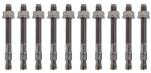 10x Remstaler BOLZENANKER | Edelstahl A4 | M6 M8 M10 M12 M16 M20 | made in GERMANY | Stahlanker | Keilanker | Betondübel | Spreizanker | Hülsenanker… (6x52)