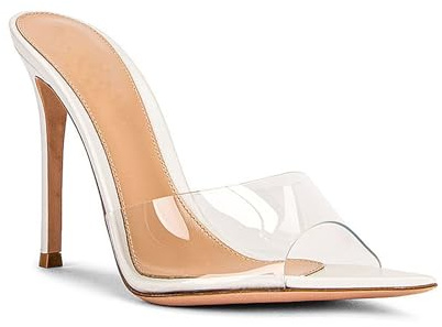 Rozhuhro Wome's Clear Pointed Toe Stiletto Heel Sandals Simple Fashion Open Toe Slip-on Dress High Heeled Slipper Backless for Summer Evening Prom Daily Wear,White,12 UK