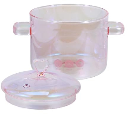 Glass Double-Handle Stock Pot with Lid for Stewing and Soup | Ceramic Cooking Pots with Lids, Flat Base, Anti-scald Design, Smooth Surface, Home Restaurant Use