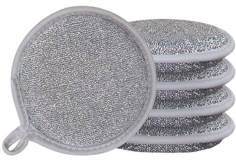MAEXUS® Drahtgeschirrtuch mit Schwamm, 5 Stück Reinigungstuch Multifunktionales Geschirrspüllappen aus Draht, Putzlappen für Pfanne und Töpfe - Schnelles AufschäUmen