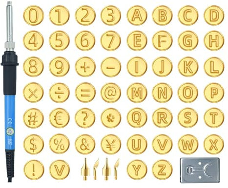 Holzverbrennungsbuchstaben, Holzverbrennungsset mit Buchstabenstempeln - Alphabet-Holzschnitzerei-Set, 56-teilig, Brennset,Craft Tools Zahlen Ergonomisches Heißstempelwerkzeug zum Prägen