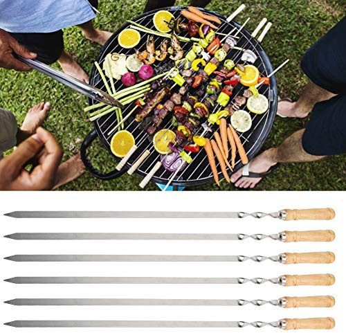 Zerodis Brochettes de BBQ en Acier Inoxydable, 6 Pièces, Bâtonnets de Grillades Plats pour la Cuisine et Brochettes de Barbecue