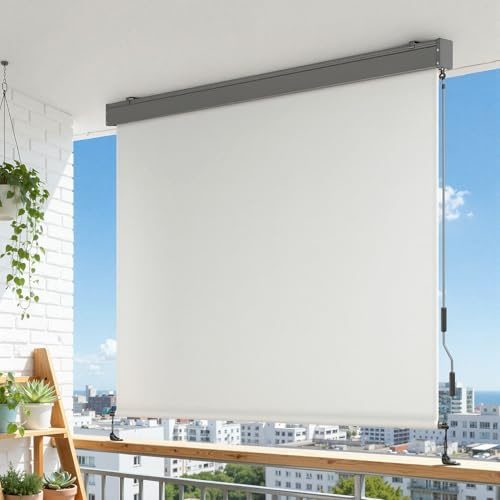 Jaxguom Toldo vertical exterior de 180 x 250 cm (ancho x alto), toldo vertical para balcón de 280 g/m² de poliéster, resistente a la intemperie, con protección UV y revestimiento de poliuretano, toldo