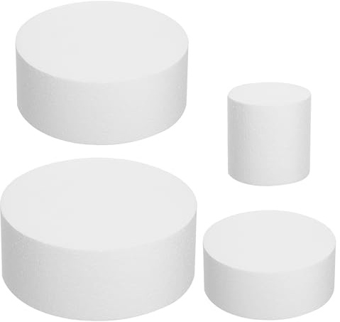 HEANUJJ Set 4 Stampi per Torte Rotondi in Schiuma Leggera, Diametri 10-25 Cm, Base per Decorazione e Design Torta a Strati, per Pasticceria, Esposizioni e Fotografia Eventi