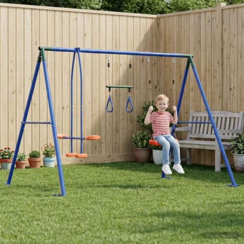 Mangloder - Juego de columpio para exteriores (263 x 185 x 185 cm, acero, polietileno, resistente a la intemperie, marco estable, asiento columpio ajustable, fácil montaje para niños de 3 a 10 años)