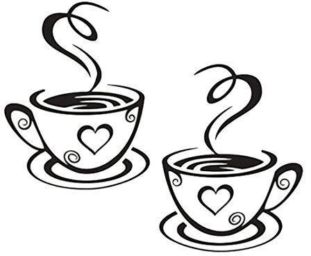 Cafe Tea Wall Stickers | Coffee Cups Stickers | Coffee Tea Wall Art Vinyl Decal for Kitchen, Restaurant, Pub | Decorate Your Walls with Stylish Café Theme Art