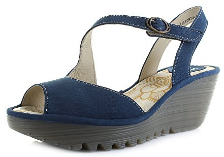 Womens Fly London Yamp Summer Peep Toe Cut Out Wedge Heel Buckle Sandals