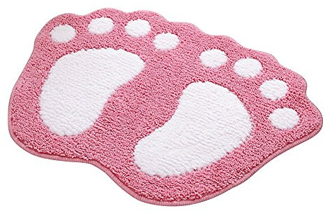 SHANNA Rutschfeste Badematte Badezimmer Dusche Teppiche Bereich Teppiche Teppich Süße große Füße saugfähige Fußmatte Bodenmatte Wohnzimmer Sofa Kissen Fußpolster Teppich (Pink, 40 x 60 cm)