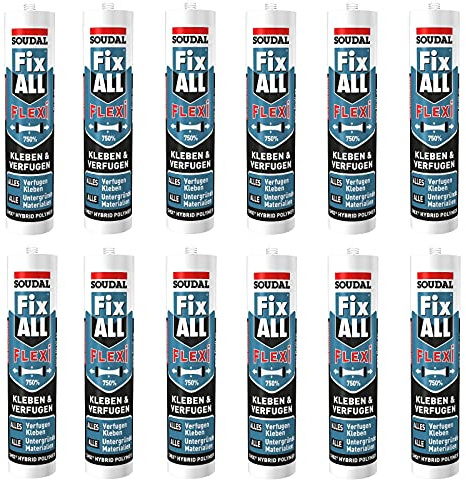 12x Soudal Fix ALL Flexi, Universalkleber, 290ml, grau, mit Clipdüse