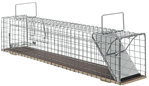 Marderfalle 80x15x19cm mit Holzboden Kaninchenfalle Lebendfalle Rattenfalle