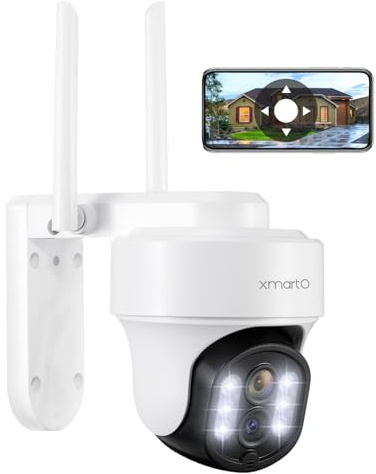xmartO 10X Zoom Security Camera, 6MP HD Wireless PTZ Home Security System for Indoor Outdoor Surveillance, Security Camera System with Auto Tracking, 24/7 Surveillance, 2-Way Audio