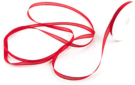 Logbuch-Verlag 1 Rolle rotes Band zum Nähen Basteln 1 cm x 25 Meter Bastelband - Dekoband Schleifenband Verzierung Verpackung Geschenke