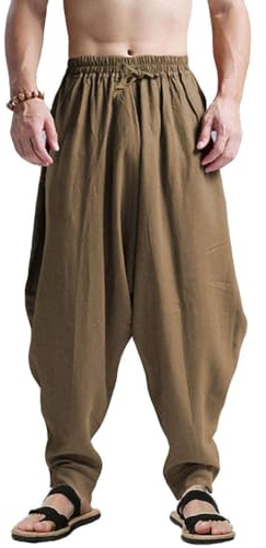 AITFINEISM Hommes Pantalon Confortable Taille Élastique Pantalon De Mode Unicolore Casual Yoga Hippies Pantalon