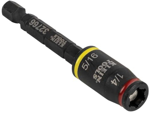 Klein Tools 32766 Impact Driver, 3-in-1 Impact Flip Socket and Bit Holder, 1/4-Inch and 5/16-Inch Hex Drivers, 3-Inch Length