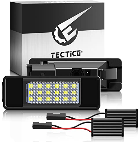 TECTICO LED Iluminación placa matrícula auto luces traseras E-Mark ECE blanco puro canbus sin errores 6000K compatible con Benz Vito Viano W639/Sprinter W906,2 piezas