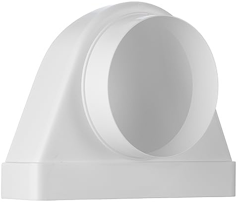 Ø 125 mm – 220x55 mm Transizione di ventilazione - Curva Verticale in PVC Plastica da Tubo Tondo a Rettangolare - Riduttore, Adattatore