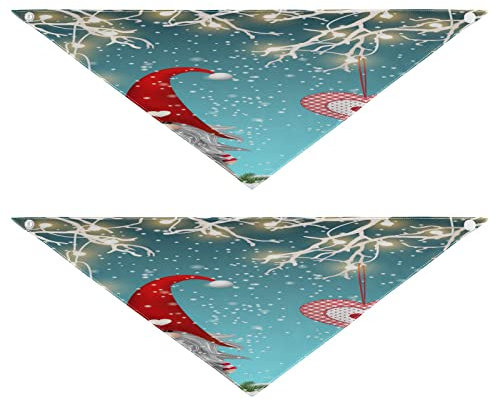 2 Stück Hundehalstücher Haustier Bandana Schal Druckknopf Dreieck Lätzchen Halstuch Set Haustier Urlaub Zubehör Dekor für kleine bis große Welpen Hunde Katzen kleine Weihnachten traditionelle Zwerg