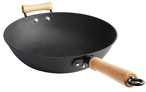 ECOLEK Sarten Acero Inoxidable, Multifunción y Antiadherente Wok Sartenes, Fácil De Limpiar Wok Chino Apta para Cocina De Inducción y Gas Natural (32cm)