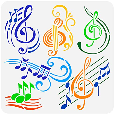 BENECREAT Plastikschablone Mit Musikmotiv,30x30 cm Musiknote, Fünf Zeilen, Partiturvorlagen, Zeichnen, Malen, Schablonen Zum Malen Auf Sammelalbum, Karte, Holzboden, Heimdekoration