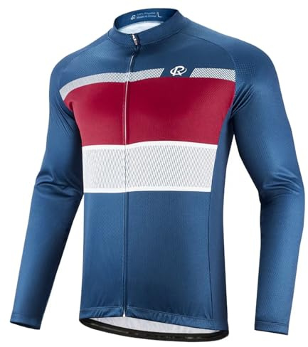ROTTO Herren Radtrikot Fahrradtrikot langarm Rennrad Trikot Einfache Linien Serie