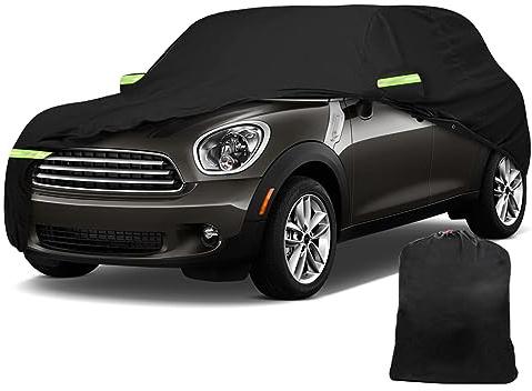 Autoabdeckung Vollgarage Ersatz für Mini Countryman R60 2010-2016, für Mini Paceman R61 2012-2016, Allwetter Reflektierende Autoabdeckung mit Reißverschluss und winddichtem Gurt (Schwarz)